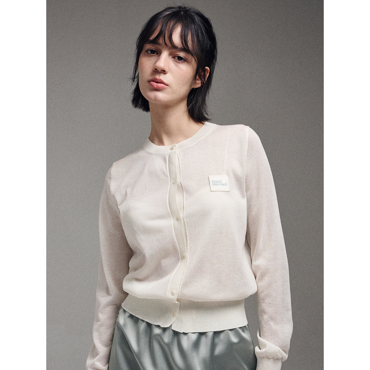 SUMMER CARDIGAN ROUND NECK SQUARE LOGO