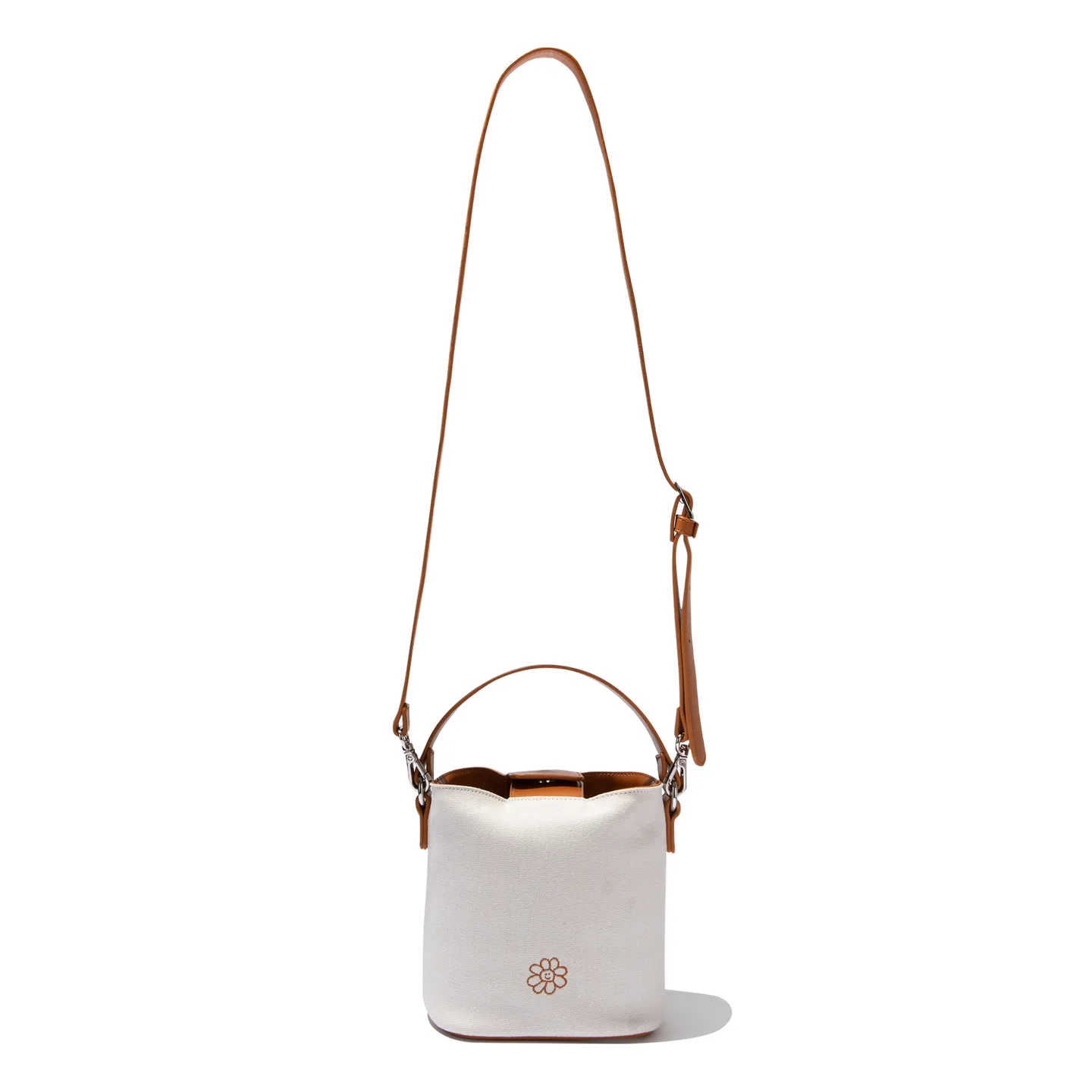 WOMAN'S FLORY STRAP CANVAS BUCKET BAG