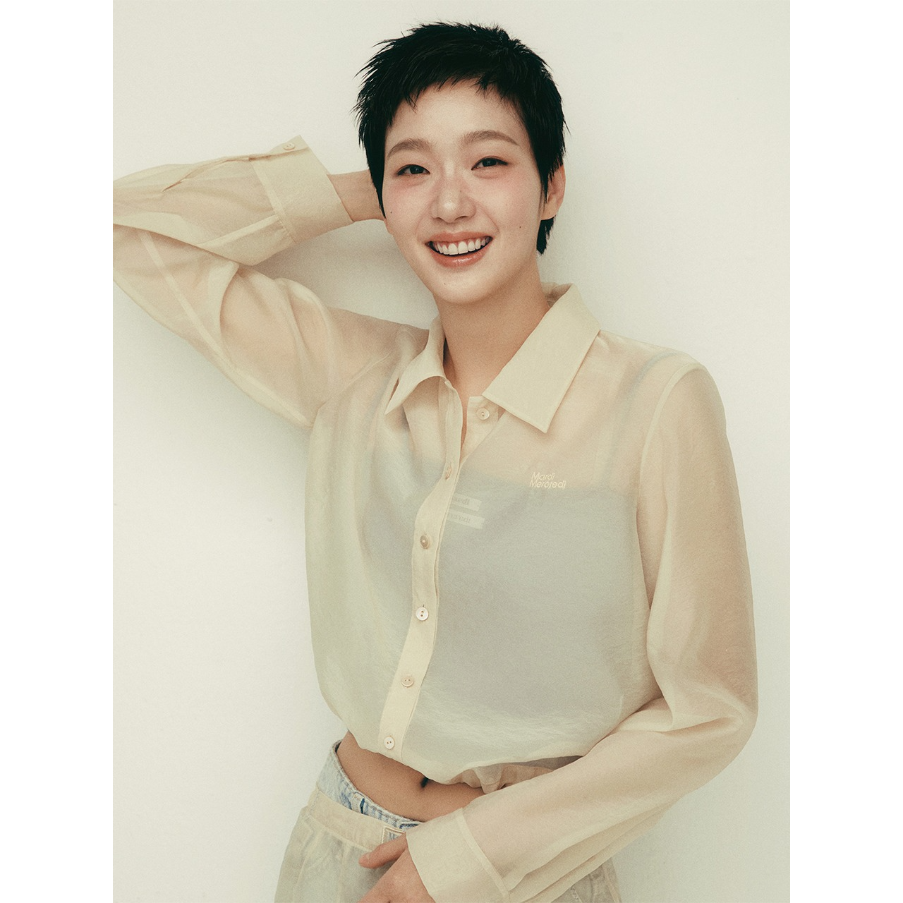 SHEER CROPPED BLOUSE STRING