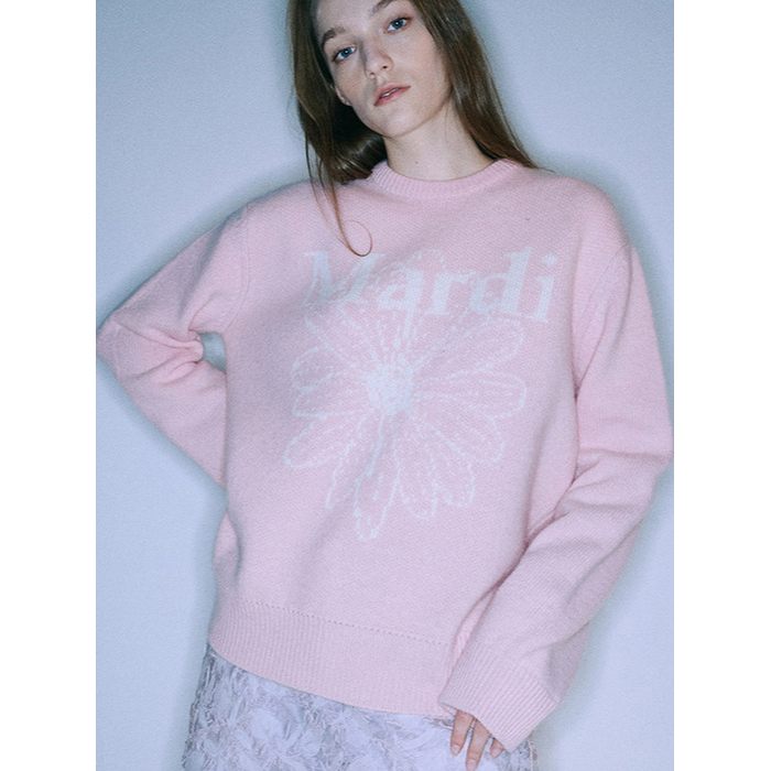 CASHMERE BLENDED PULLOVER FLOWERMARDI