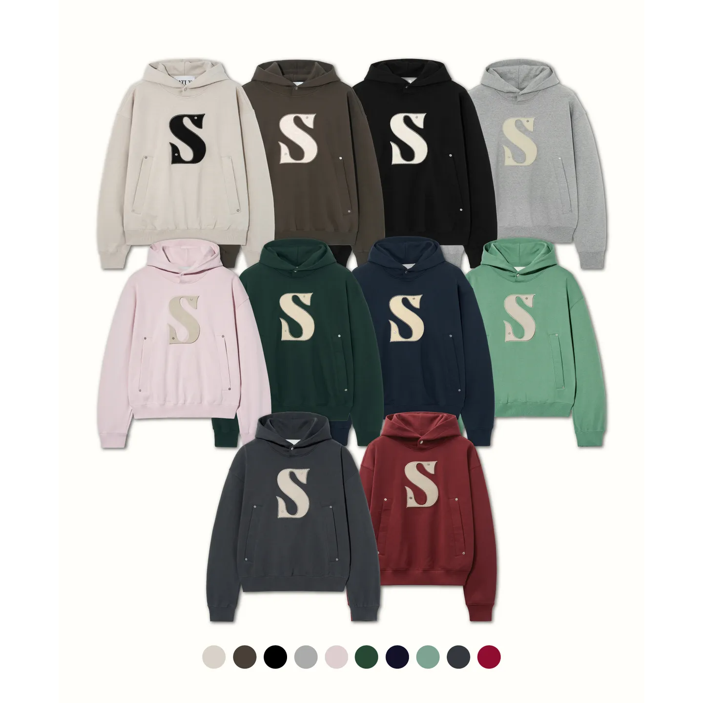 Rivet Applique Pocket Logo Hoodie