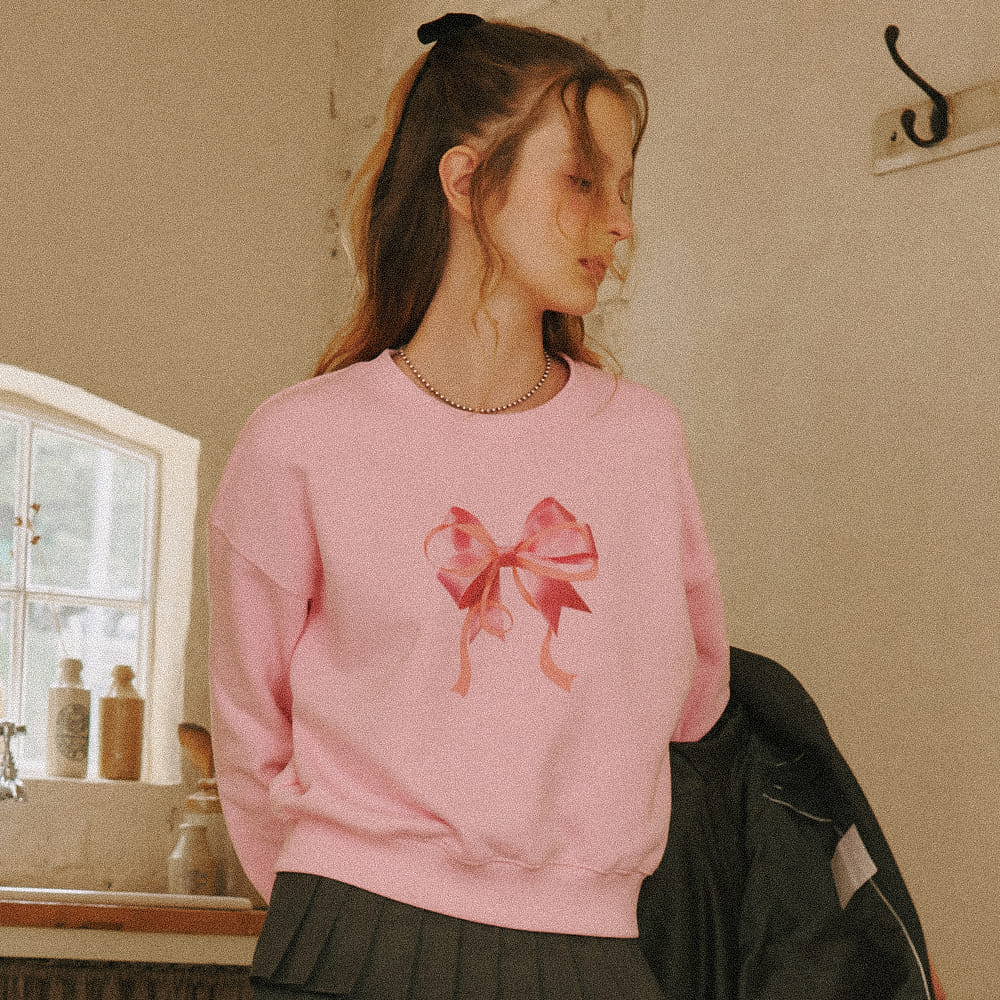 DOUBLE RIBBON CROP SWEATSHIRT