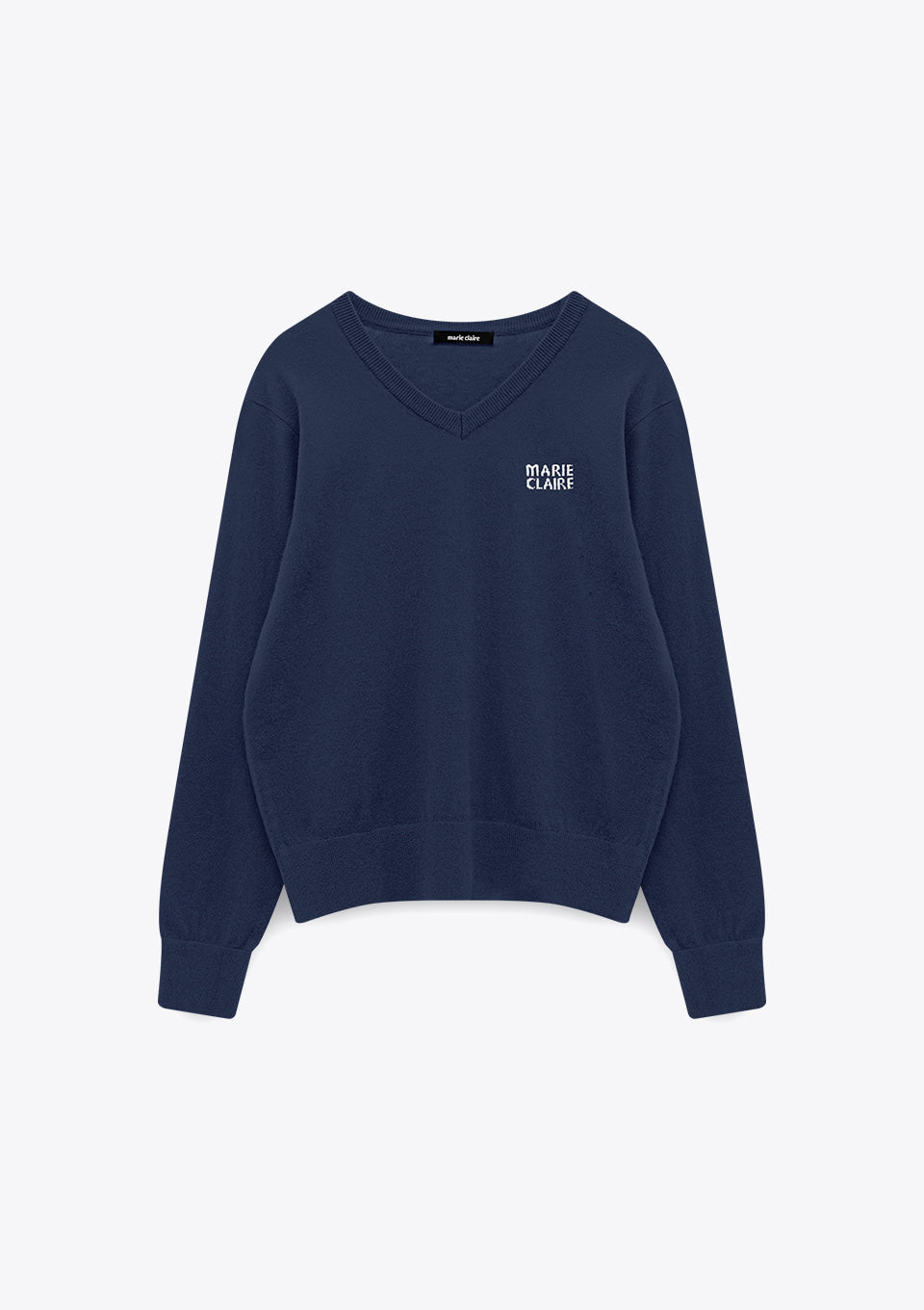 Marie Claire wool logo V-neck knit