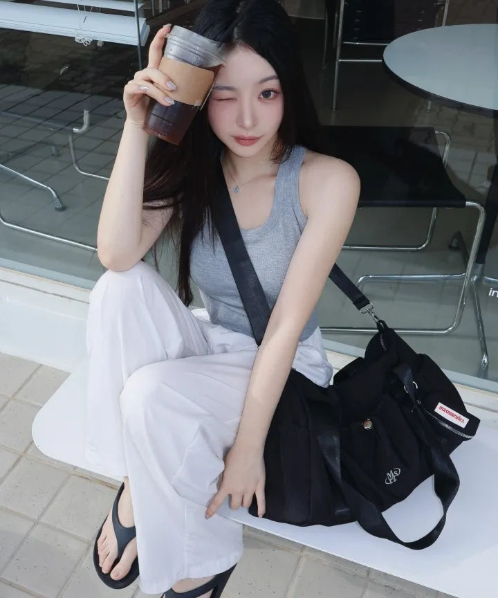 Glossy Shoulder Duffel Bag