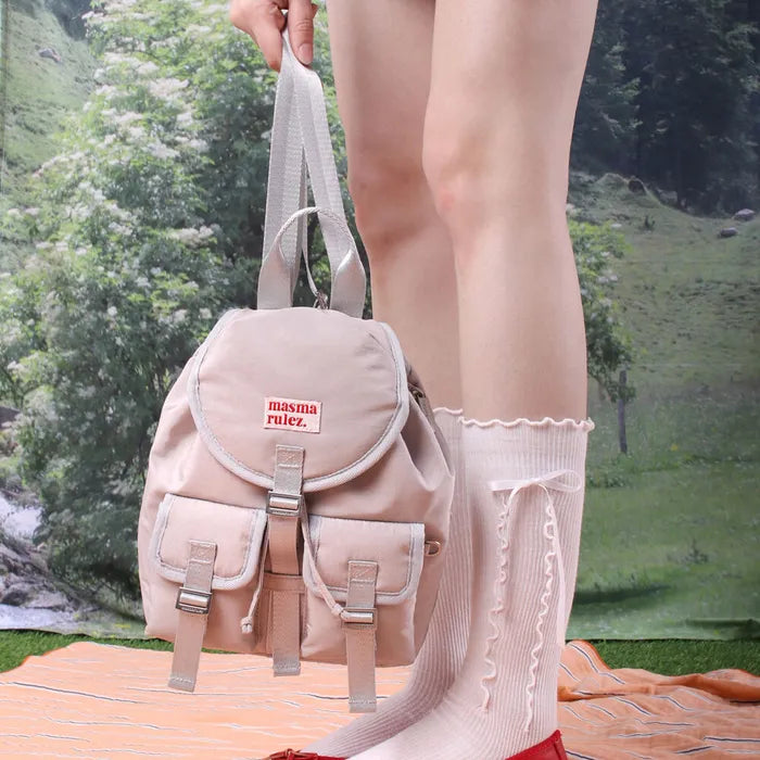 mini ver. Glossy belted flap backpack