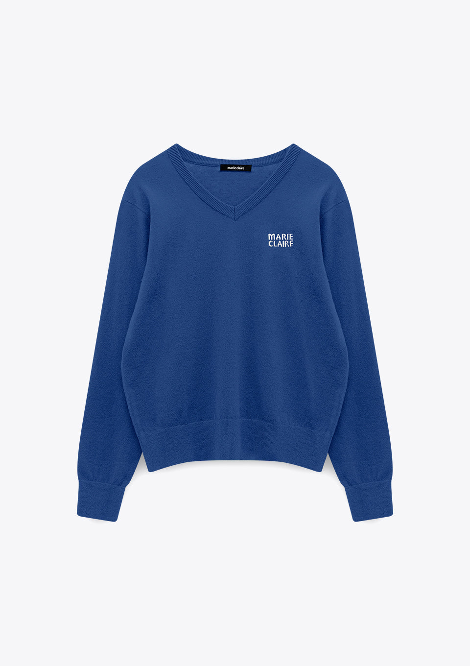 Marie Claire wool logo V-neck knit