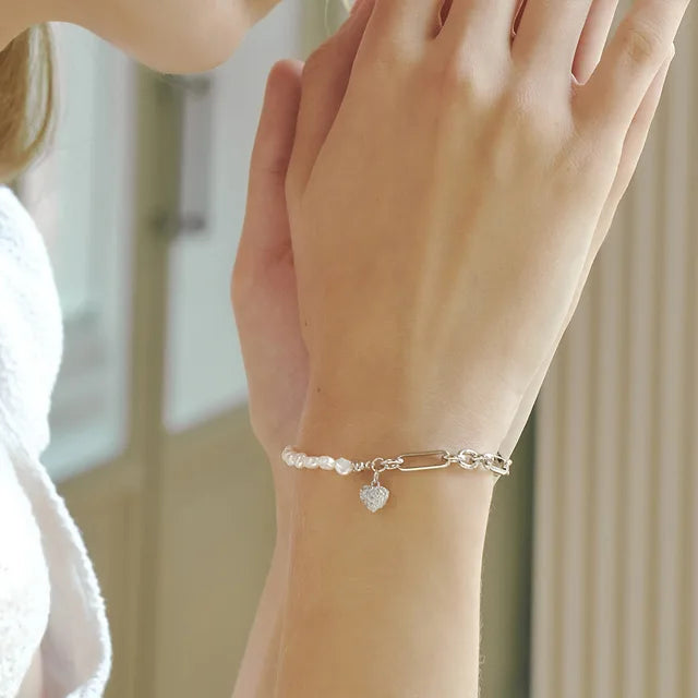 Chanter Heart Cubic Pearl Bracelet