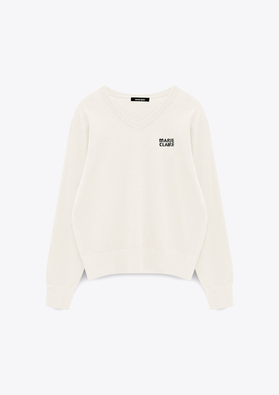 Marie Claire wool logo V-neck knit