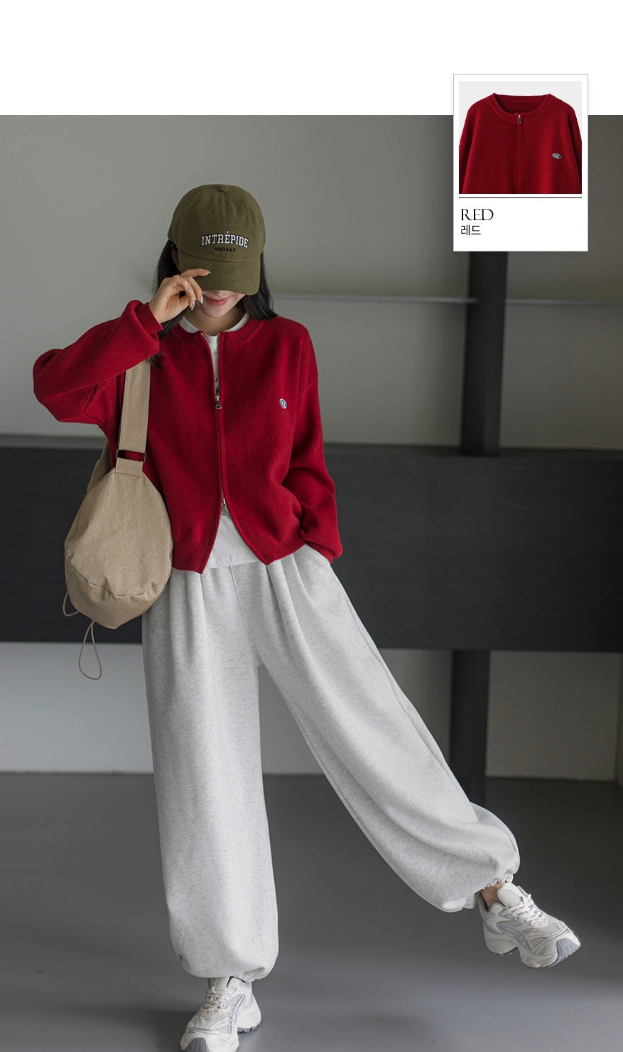 Cosegg Embroidery Two Way Knit Zip-up Cardigan