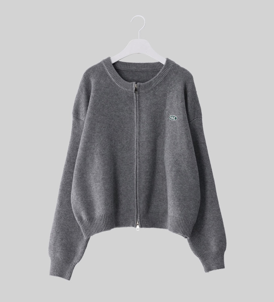 Cosegg Embroidery Two Way Knit Zip-up Cardigan