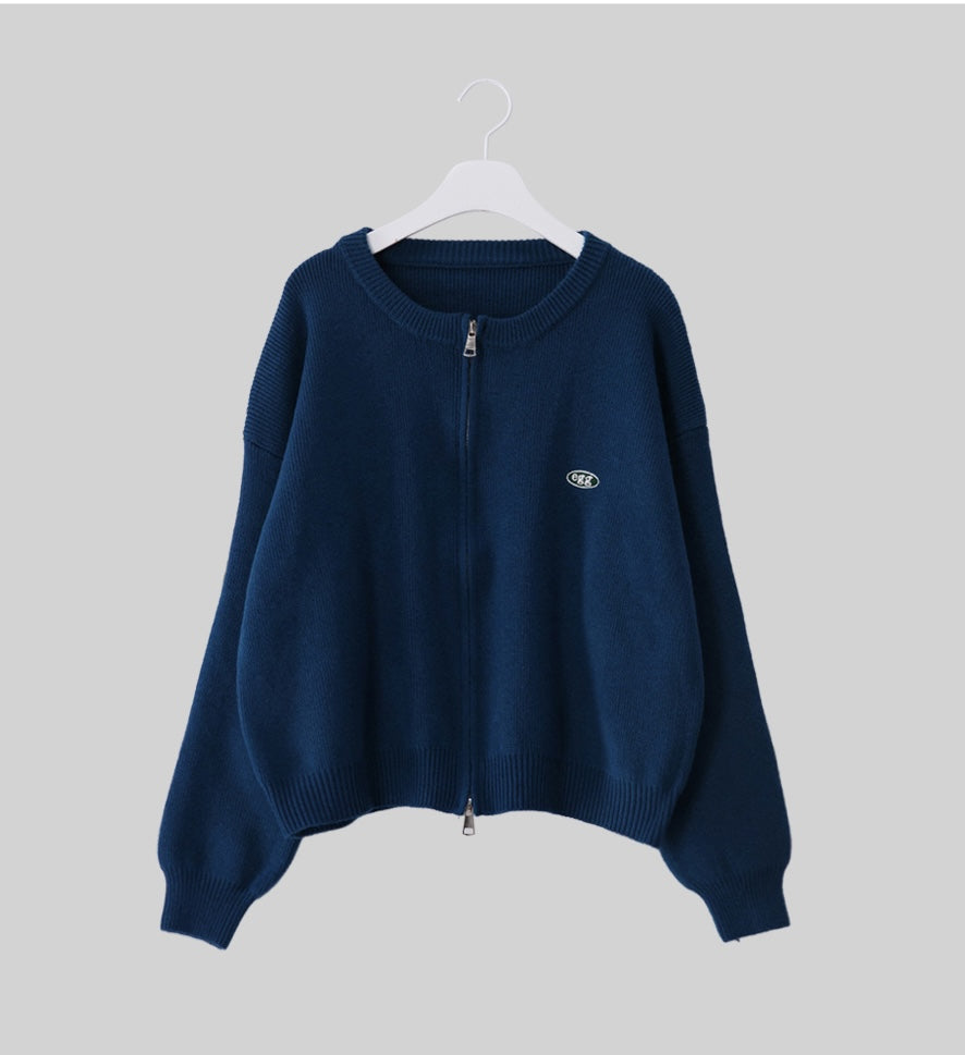 Cosegg Embroidery Two Way Knit Zip-up Cardigan