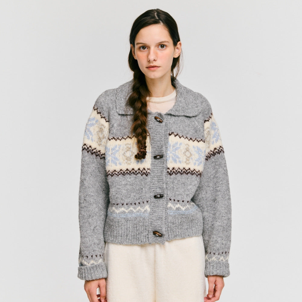 snowflake jacquard knit cardigan