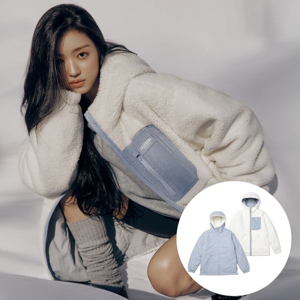 Reversible Hood Warm Up 羊羔毛雙面外套 - Light Blue