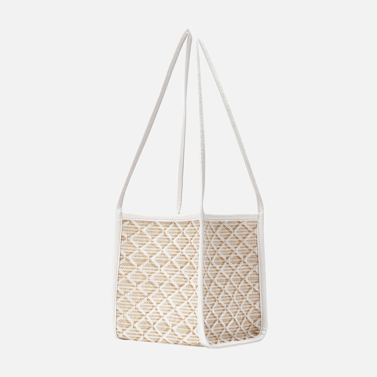 Rattan Shoulder Tote White
