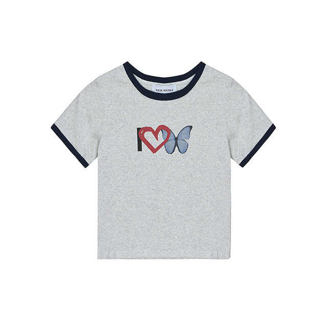 I LOVE BUTTERFLY LINE CROP TOP