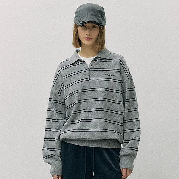LOOSE FIT COLLAR STRIPE KNIT