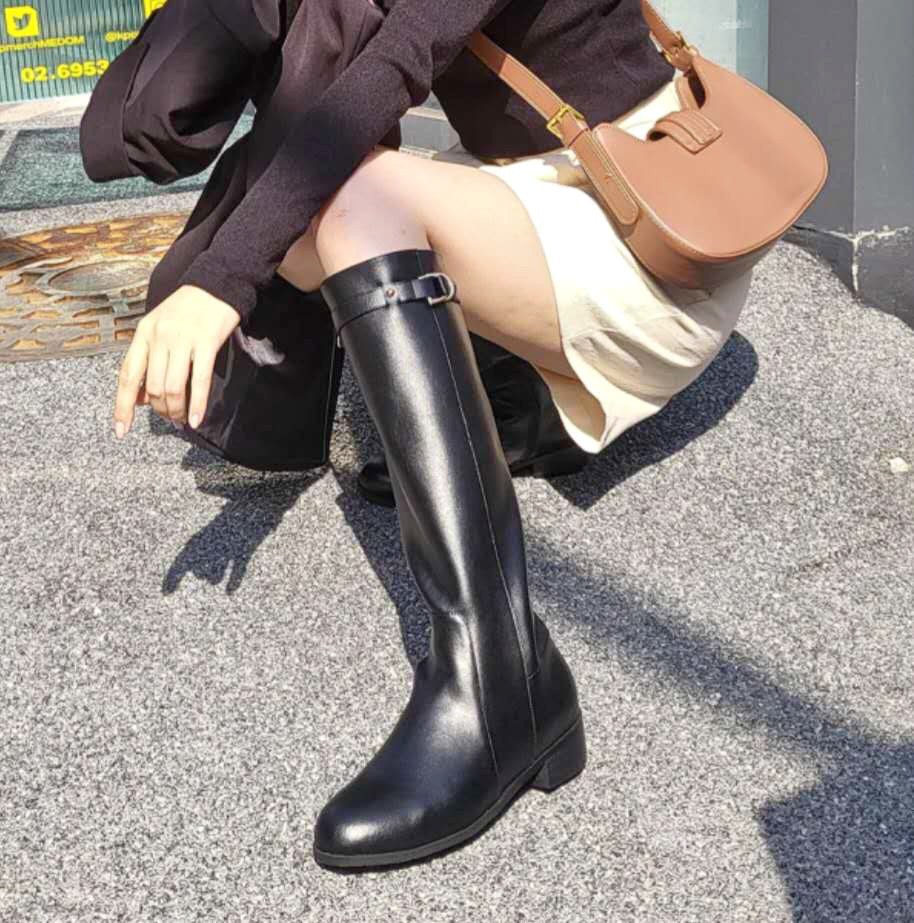 🇰🇷The Leather Belt Buckle Long Boots 真皮款皮帶扣高筒長靴子