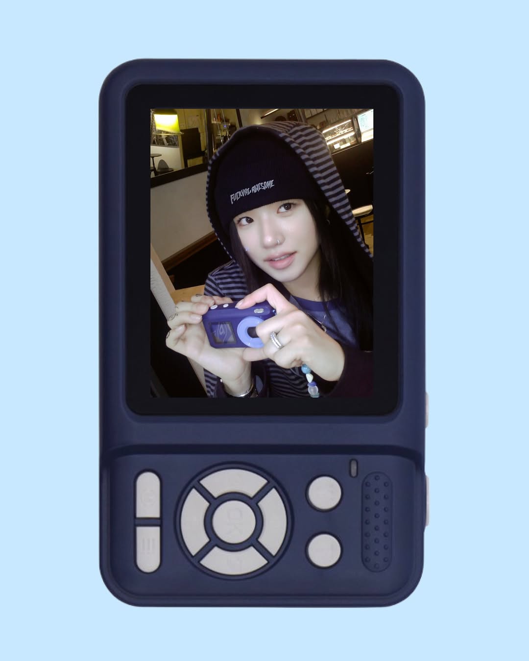 text me camera Y2K CCD Camera 02（韓國熱賣少女粉藍色前面有mon相機)