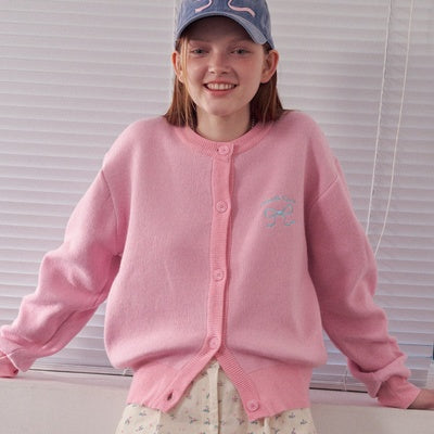 HEART RIBBON JACQUARD KNIT CARDIGAN