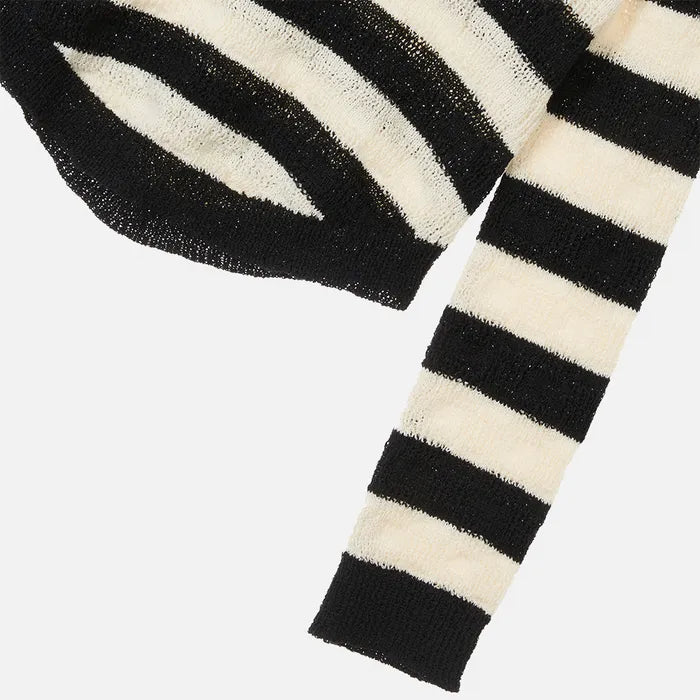Betty Boop Muffler Stripe U-Neck Knit_Black