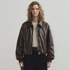 Soft Collar Faux Leather Puffer Jacket