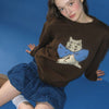 RIBBON CAT MOHAIR PULLOVER KNIT