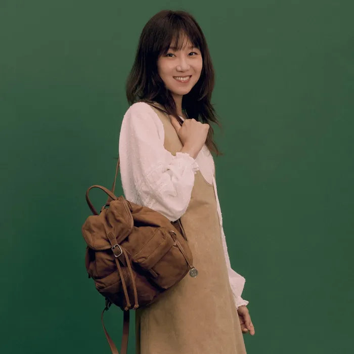 Double Pocket Suede Backpack