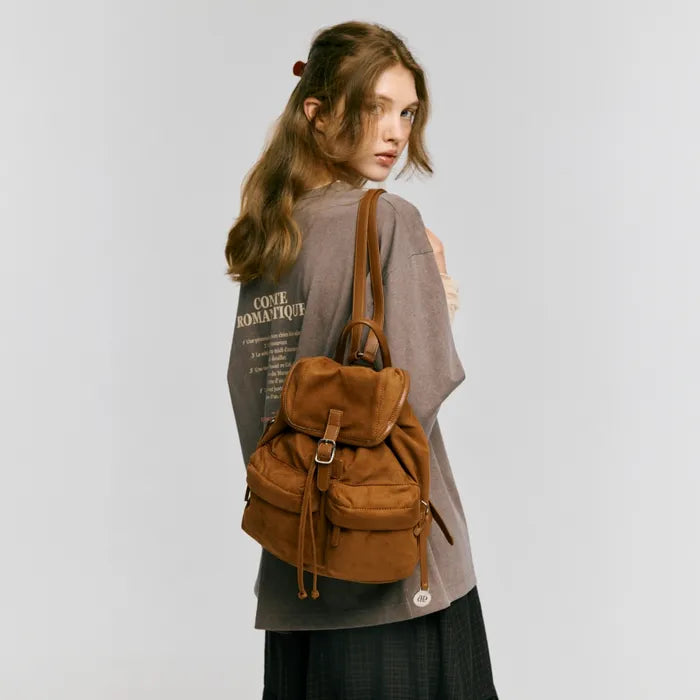 Double Pocket Suede Backpack
