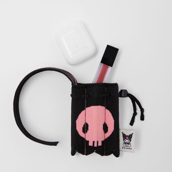 Lucky Pleats Knit Nano Bag - Kuromi Rich Black