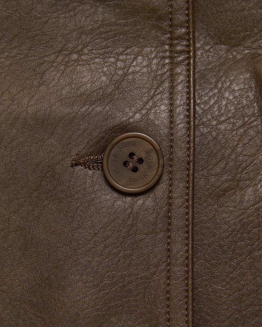 Button Leather Half Jacket