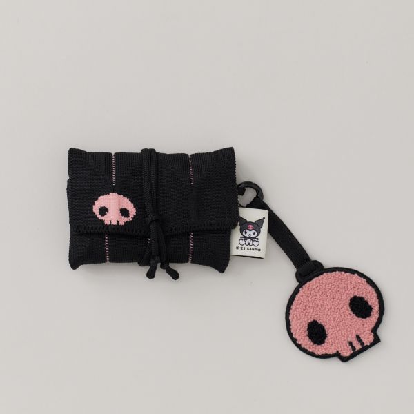 Lucky Pleated Knit Motif Keyring Kuromi - Pink