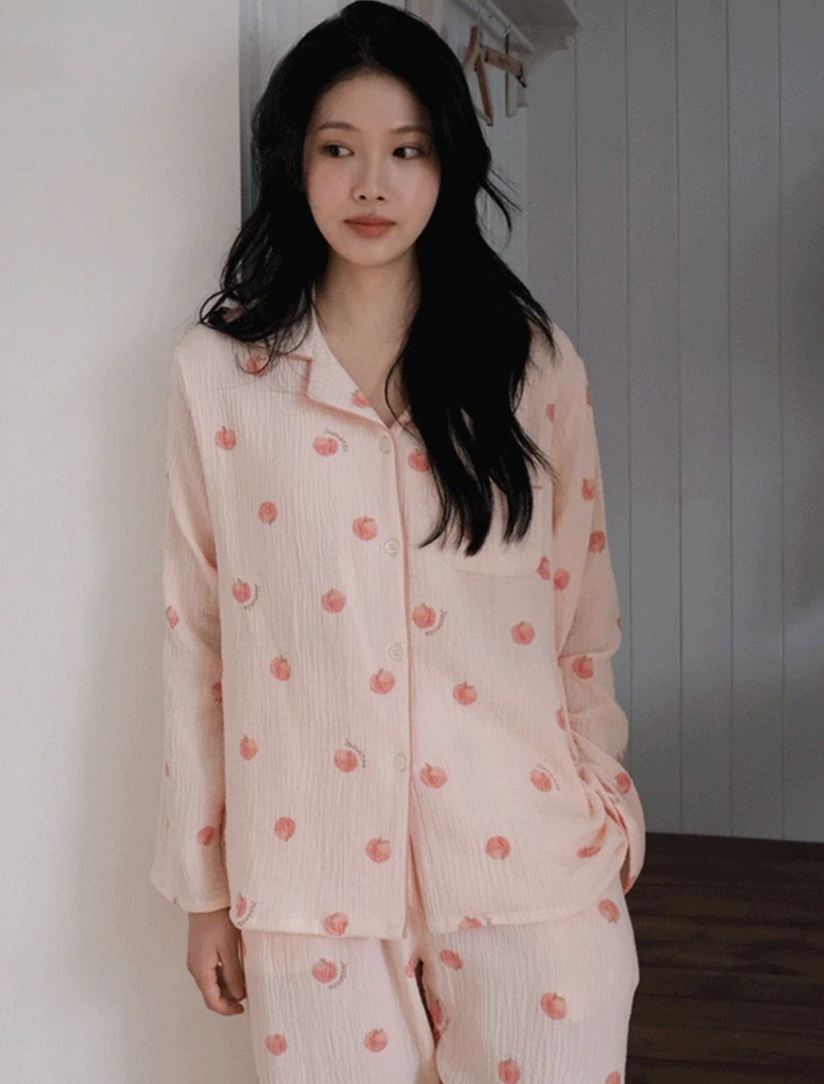 J'eu Peach Cotton Long Sleeve Pajama Set 棉質長袖睡衣