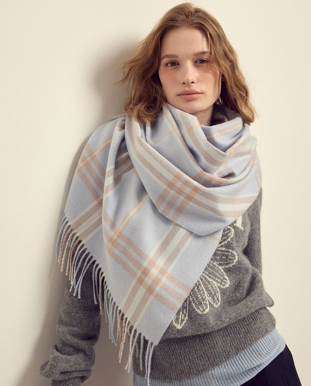 MARDI MERCREDI WOOL MUFFLER CHECK