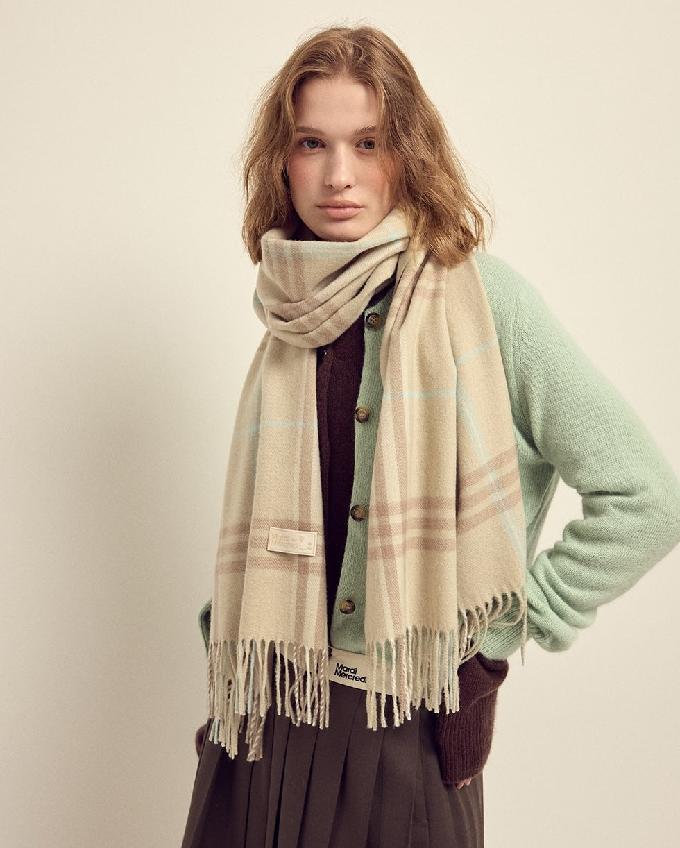 MARDI MERCREDI WOOL MUFFLER CHECK