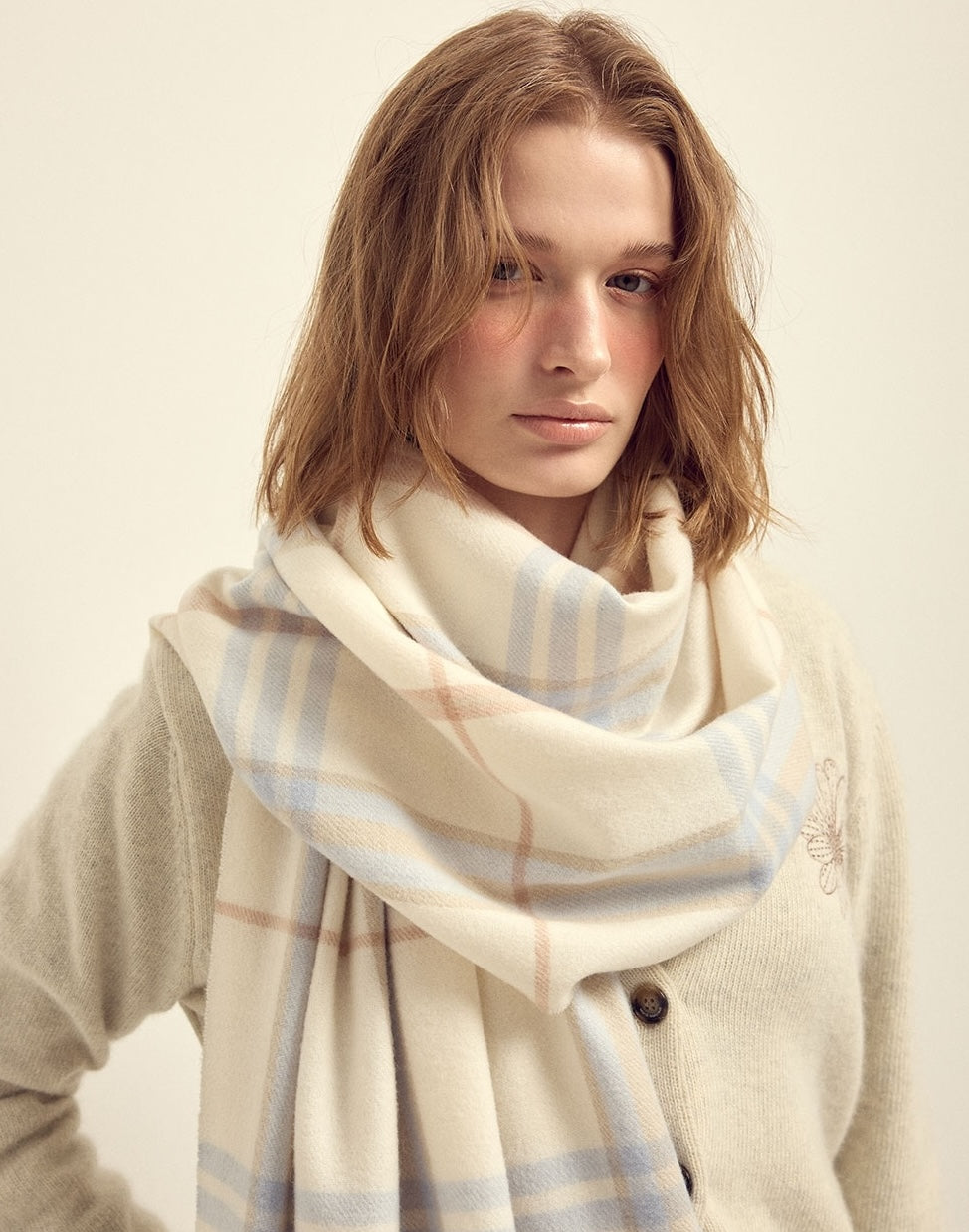 MARDI MERCREDI WOOL MUFFLER CHECK