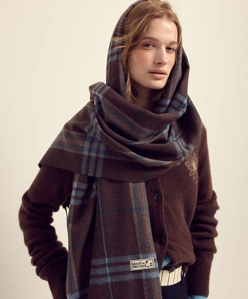 MARDI MERCREDI WOOL MUFFLER CHECK
