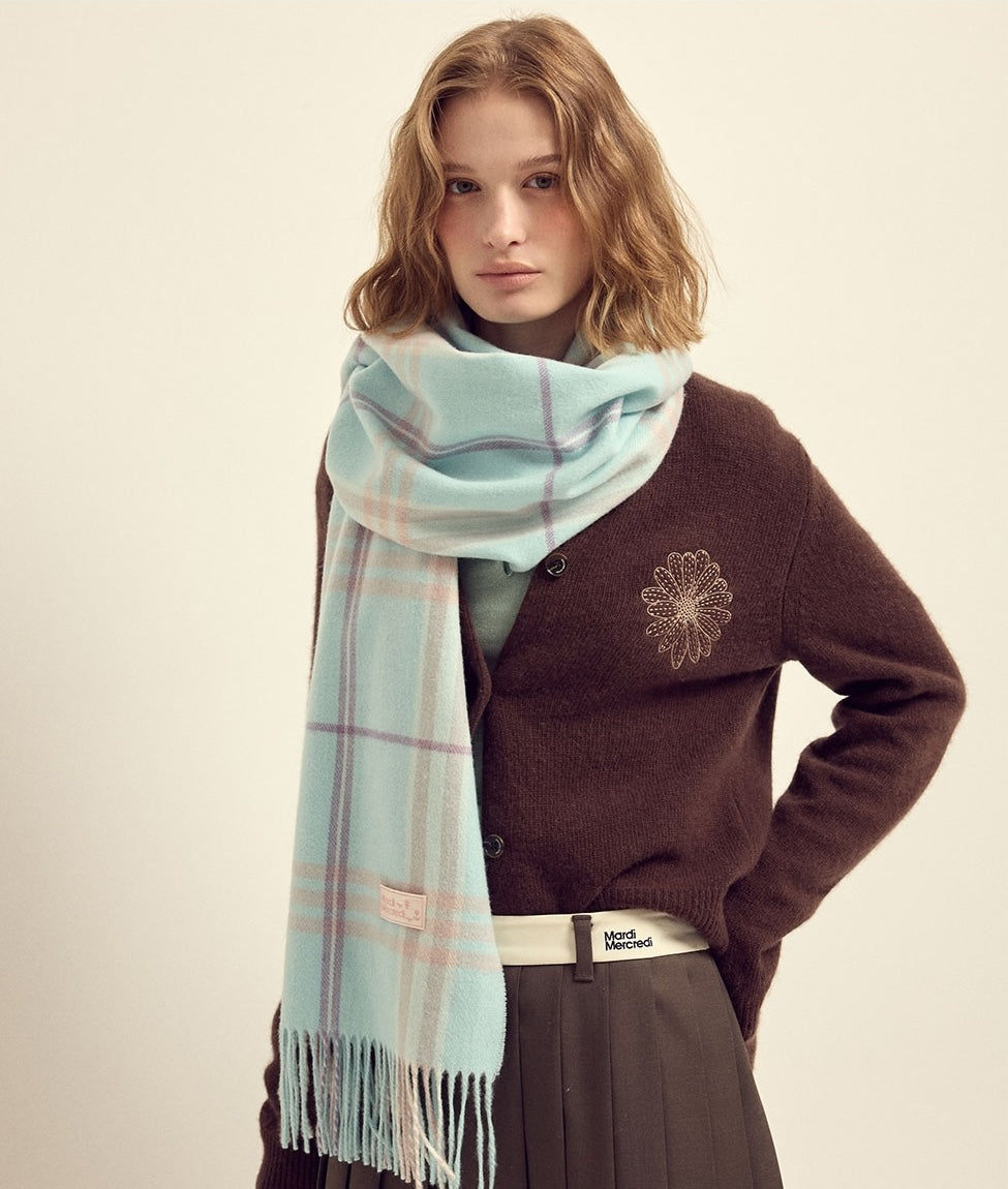 MARDI MERCREDI WOOL MUFFLER CHECK