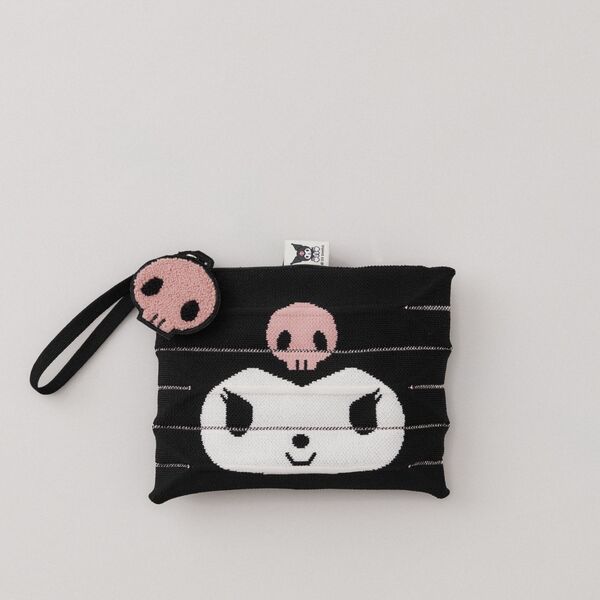 Lucky Pleated Knit Clutch Small Kuromi - Rich Black