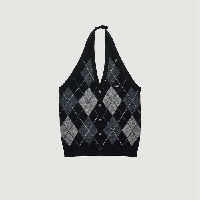 MOMO ARGYLE HALTER KNIT