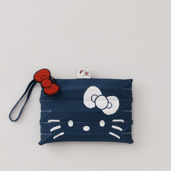 Lucky Pleated Knit Clutch Small Hello Kitty - Mid Blue