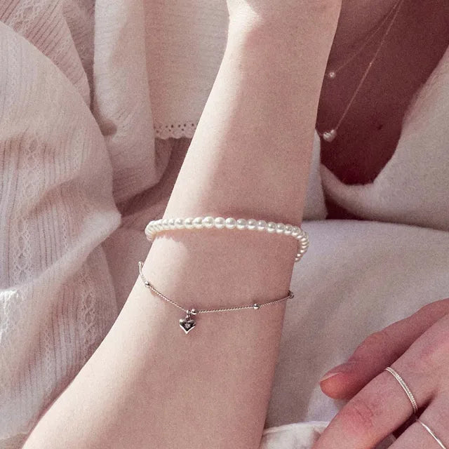 Fia Heart Pearl Layered Bracelet