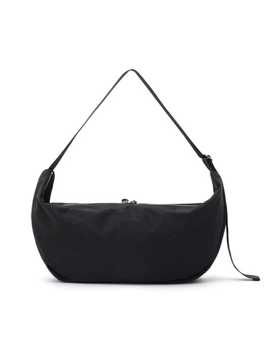 FABRIC HALFMOON HOBO BAG - BLACK