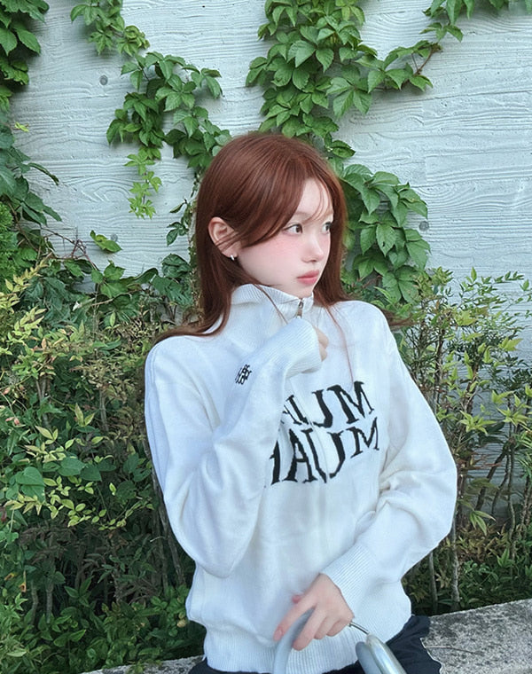 JACQUARD KNIT ZIPUP CARDIGAN