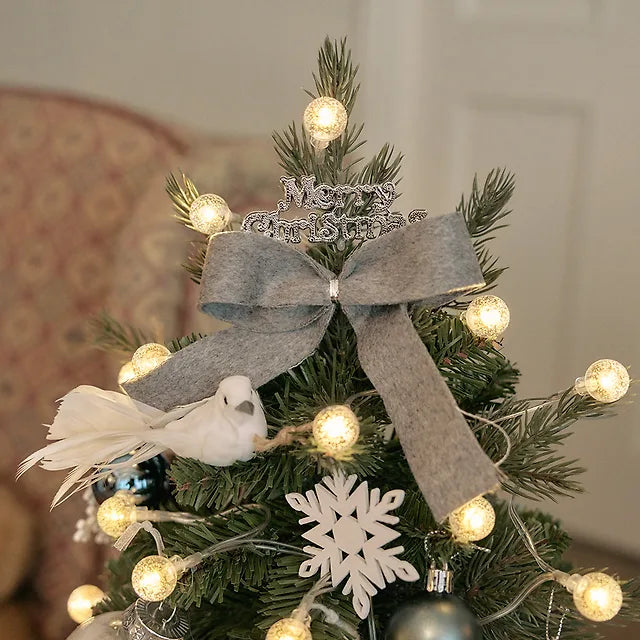 Green Mini Tree Winter Gray Cherry Bulb Ornament Full Set 45cm