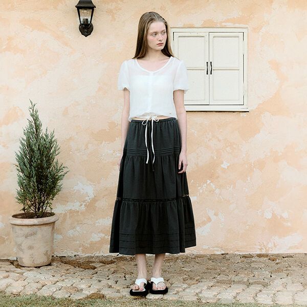 LACE PINTUCK LONG SKIRT