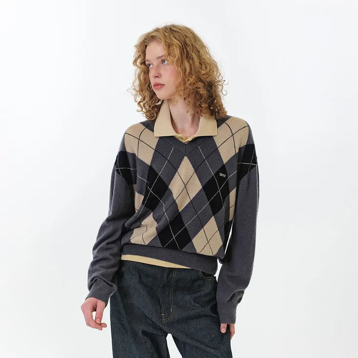 MOMO ARGYLE KNIT