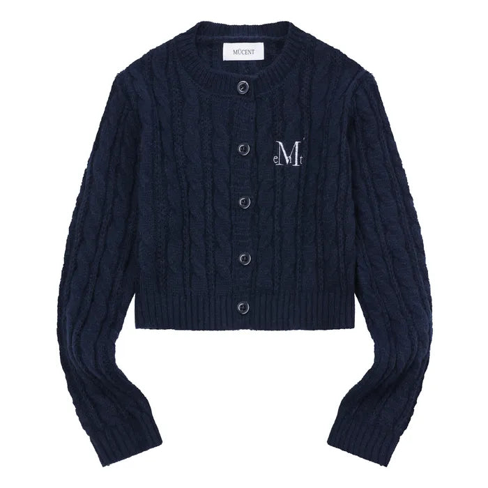 MUCENT BESTER CROP ROUND NECK KNIT CARDIGAN