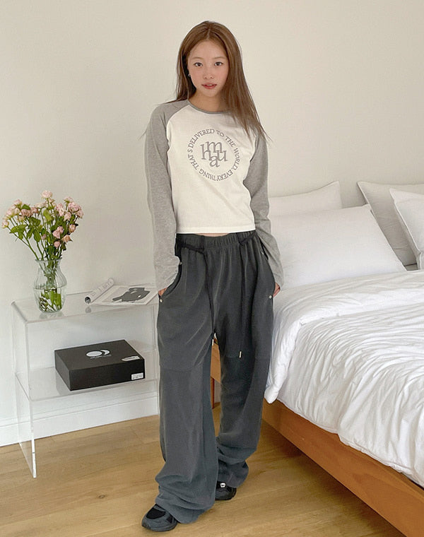 Stitch logo Raglan long-sleeved T-shirt