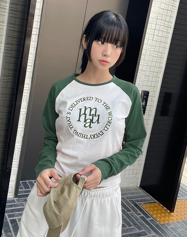 Stitch logo Raglan long-sleeved T-shirt