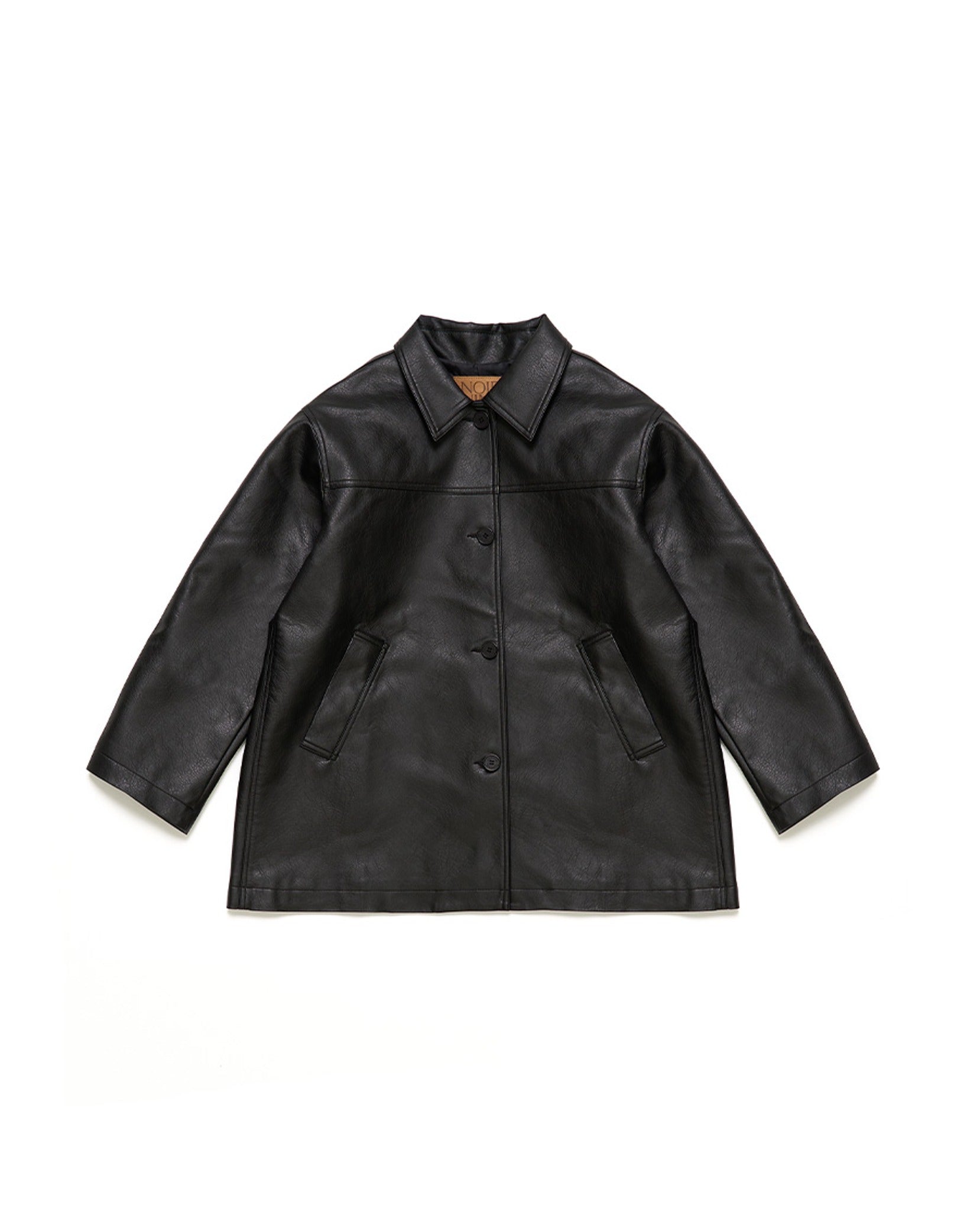 Button Leather Half Jacket